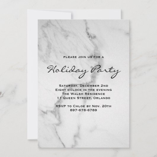 Elegant Marble Holiday Party Uitnodiging (Voorkant)