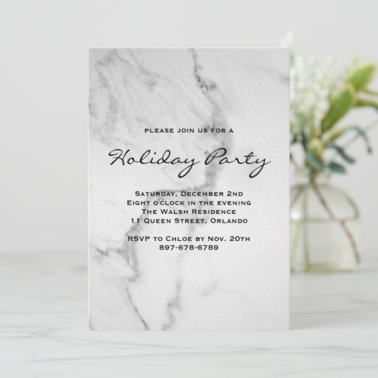 Elegant Marble Holiday Party Uitnodiging (Staand voorkant)