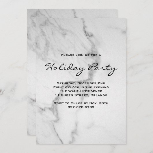 Elegant Marble Holiday Party Uitnodiging (Voorkant / Achterkant)