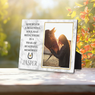 Elegant Marble Horse Memorial Foto & Quote Plaque Fotoplaat