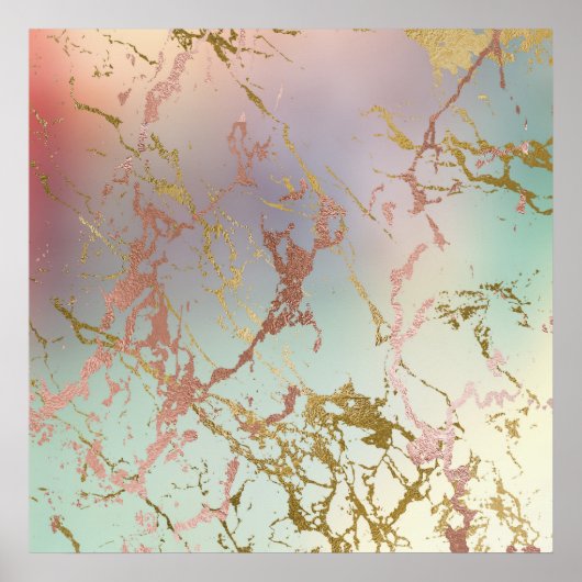 Elegant Marble | Kopersage Mint Green Roos Gold Poster (Voorkant)