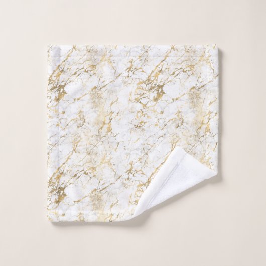 Elegant Marble Pattern Gold White Bad Handdoek (Wasdoekje)