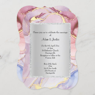 ELEGANT MARBLE PINK PAARS ABSTRACT WEDING KAART