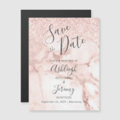 Elegant Marble Roos Gold Glitter Save the Date (Voorkant / Achterkant)