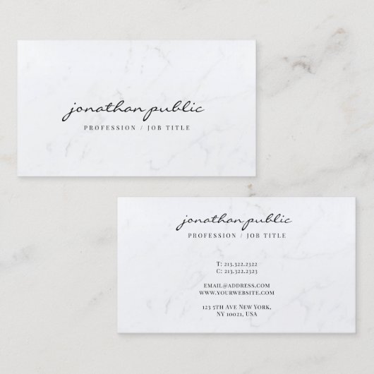 Elegant Marble Simple Template Script Profile Visitekaartje (Voorkant / Achterkant)