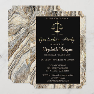 Elegant Marble Stone Law School Graduparty Kaart