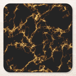 Elegant Marble style3 - Black Gold Vierkante Kartonnen Onderzetter