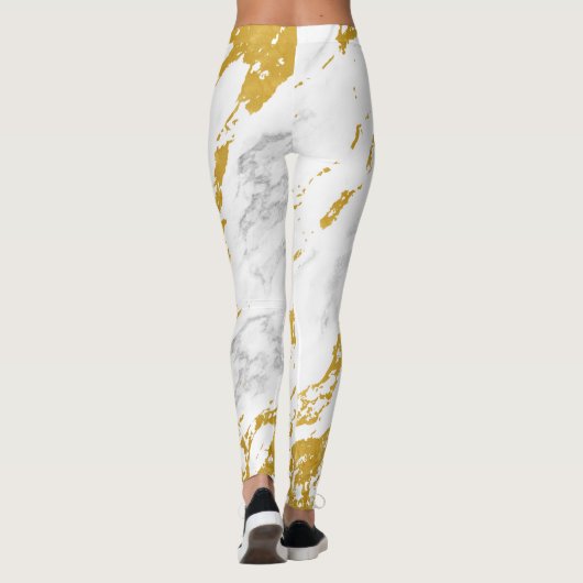 Elegant Marble style6 - Gold en White Leggings (Achterkant)