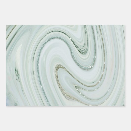 Elegant Marble Swirl Silver Glitter Sparkle Glam Inpakpapier Vel (Voorkant 3)