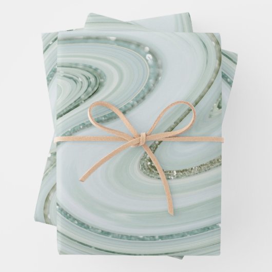 Elegant Marble Swirl Silver Glitter Sparkle Glam Inpakpapier Vel (In situ)