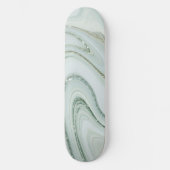 Elegant Marble Swirl Silver Glitter Sparkle Glam Skateboard (Voorkant)