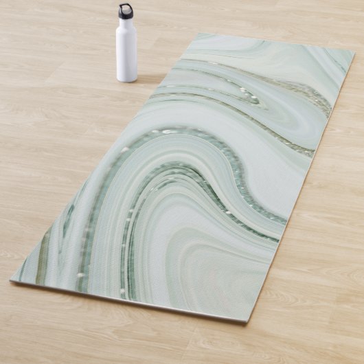 Elegant Marble Swirl Silver Glitter Sparkle Glam Yogamat (In situ)