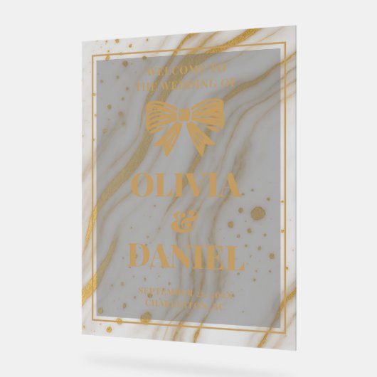 Elegant Marble Texture Welcome with Gold (Angle)