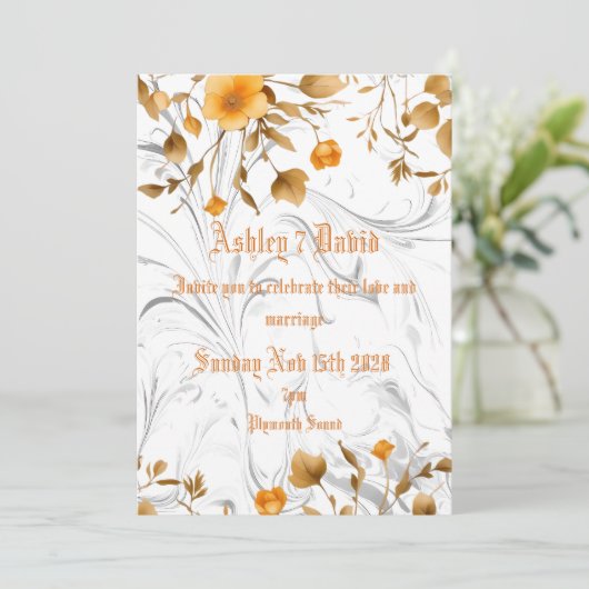 Elegant Marble Wedding Invitation Kaart (Staand voorkant)