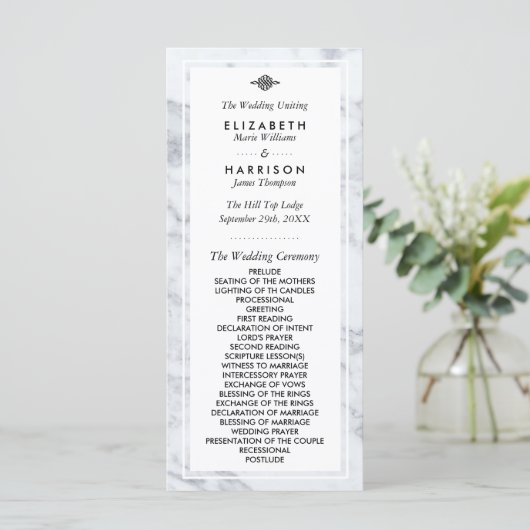 Elegant  Marble Wedding Programme Programma (Staand voorkant)
