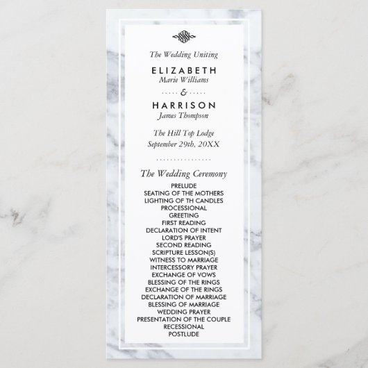 Elegant  Marble Wedding Programme Programma (Voorkant)