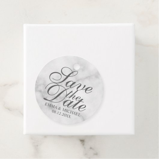 Elegant Marble Wedding Save the Date Bedankjes Labels (In situ)