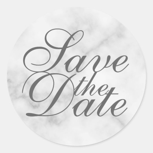 Elegant Marble Wedding Save the Date Ronde Sticker (Voorkant)