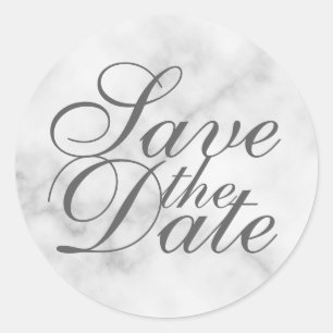 Elegant Marble Wedding Save the Date Ronde Sticker