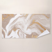 Elégant marbre beige liquide avec parties scintill (Serviette de bain)