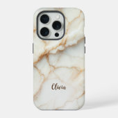 Élégant marbre blanc et or Personnalisé iPhone (Verso)