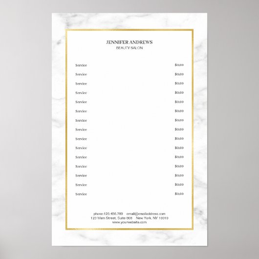 Elégant Marbre blanc Gold Prix Poster (Devant)