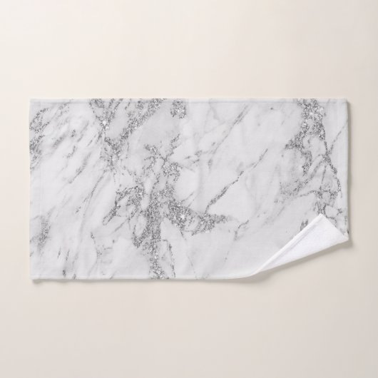 Elégant marbre blanc gris argenté chic (Serviette à main)