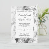 Elégant Marbre blanc gris chic Faire-part de maria (Debout devant)