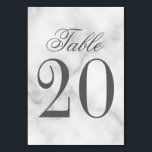 Élégant Marbre blanc Mariage Numéro de table<br><div class="desc">Elégante carte de numéro de table de mariage dispose du titre "Table" en gris élégant style de police de script avec numéro de table en gris serif style de police sur l'arrière - plan de marbre blanc. Idéal aussi pour la douche nuptiale, dîner de répétition, fête d'anniversaire, restaurants, fêtes et...</div>