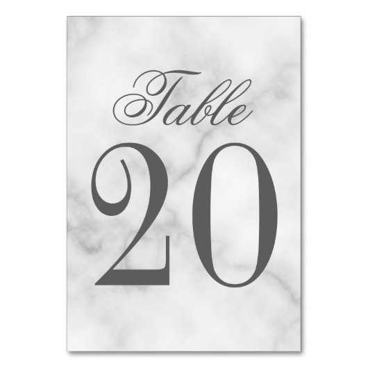 Élégant Marbre blanc Mariage Numéro de table (Dos)