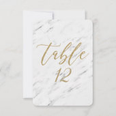 Élégant Marbre blanc & Mariage Or Numéro de table (Devant)