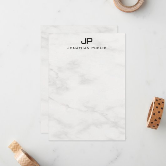 Élégant Marbre blanc Monogram Modèle tendance (Devant/Arrière en situation)