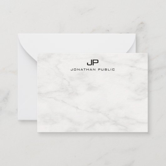 Élégant Marbre blanc Monogramme Modèle moderne (Devant)
