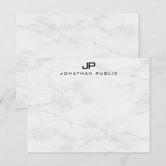 Élégant Marbre blanc Monogramme Modèle moderne (Devant / Derrière)