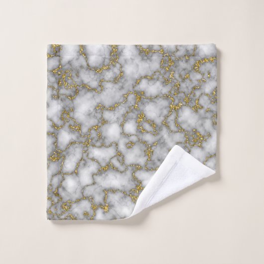 Elégant marbre blanc or (Gant de toilette)