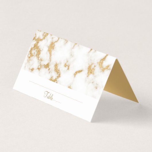 Elégant Marbre blanc Or Table Carte Place (Front)