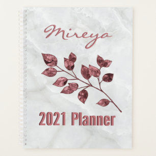 Élégant Marbre blanc Pink Foil Feuilles Personna