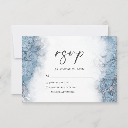 Elégant marbre bleu argenté RSVP (Devant)