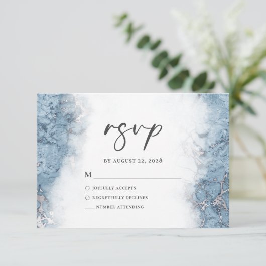 Elégant marbre bleu argenté RSVP (Debout devant)