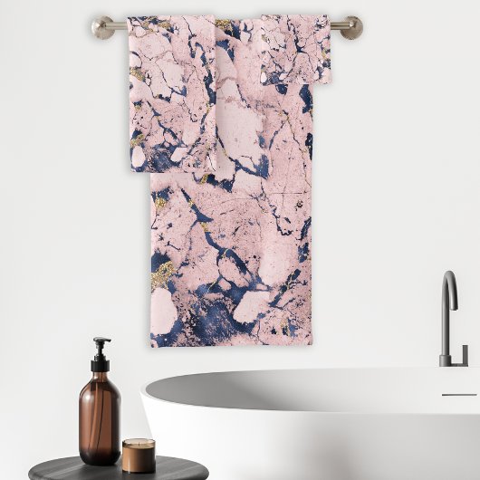 Elégant marbre d'or Blush Navy