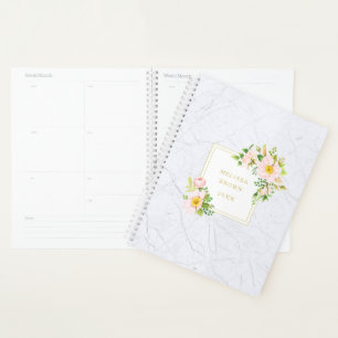 Élégant Marbre Floral Chic Pastel Planner tendance