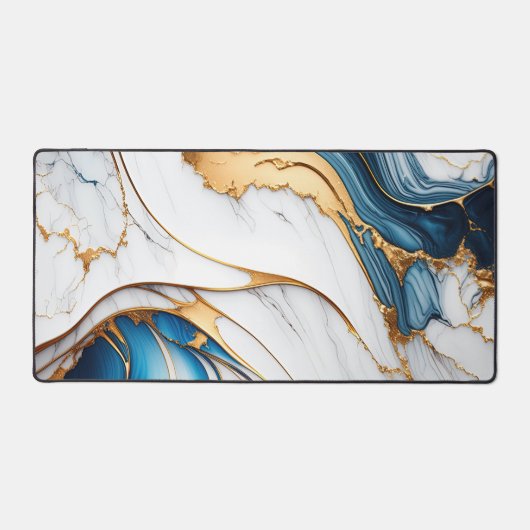 Elégant marbre liquide moderne blanc bleu or (Recto)