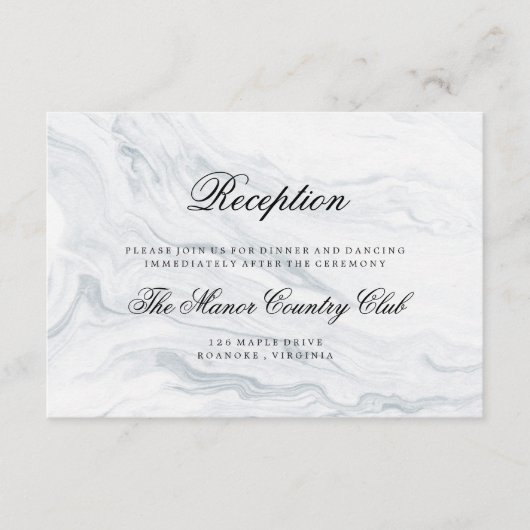 Élégant Marbre Mariage Réception Enceinte Cartes (Devant)