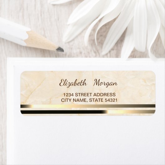 Élégant marbre moderne, Étiquette de adresse rayé (En situation)