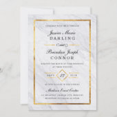 Elégant Marbre Moderne & Gold Wedding Invitations (Devant)