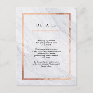 Élégant marbre moderne & Rose Gold Insert Cartes