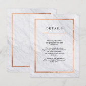 Élégant marbre moderne & Rose Gold Insert Cartes (Devant / Derrière)