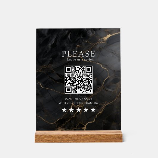 Élégant, Marbre-Noir-Or, Salon, QR-Code Review (Recto)