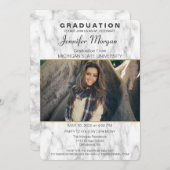 Élégant Marbre Photo Graduation Invitation (Devant / Derrière)