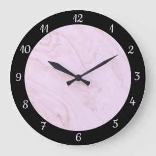 Elégant Marbre rose Noir tendance Grande horloge